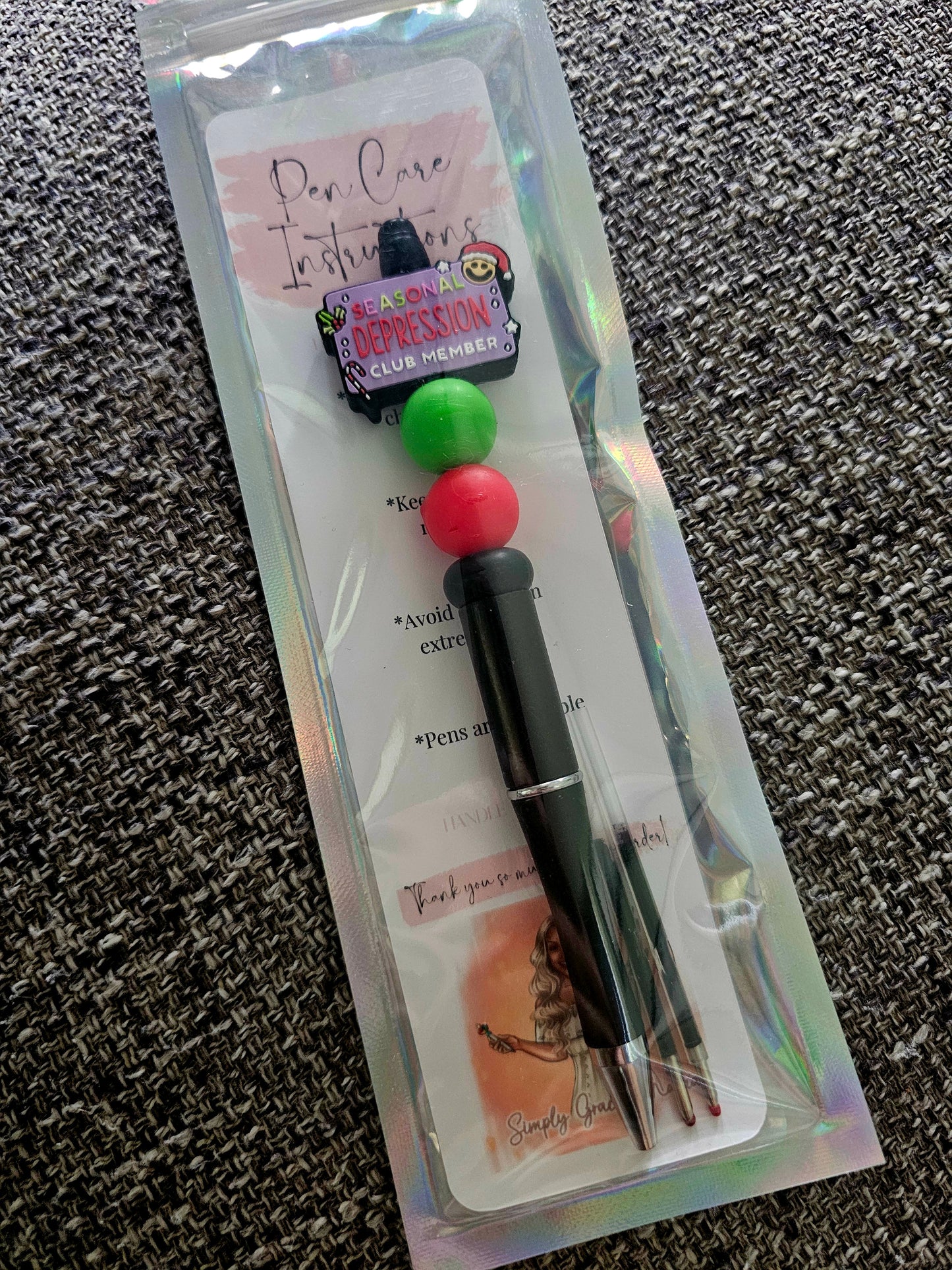 Seasonal Depression Club Member Beaded Pen