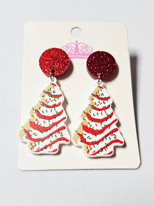 Christmas Tree Cake Dangle Earrings
