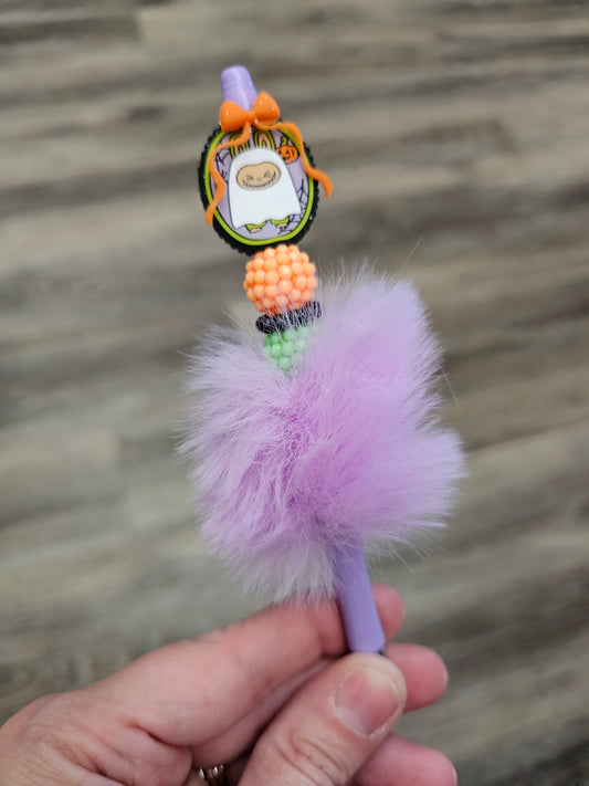 Ghost Labubu Fuzzy Beaded Pen