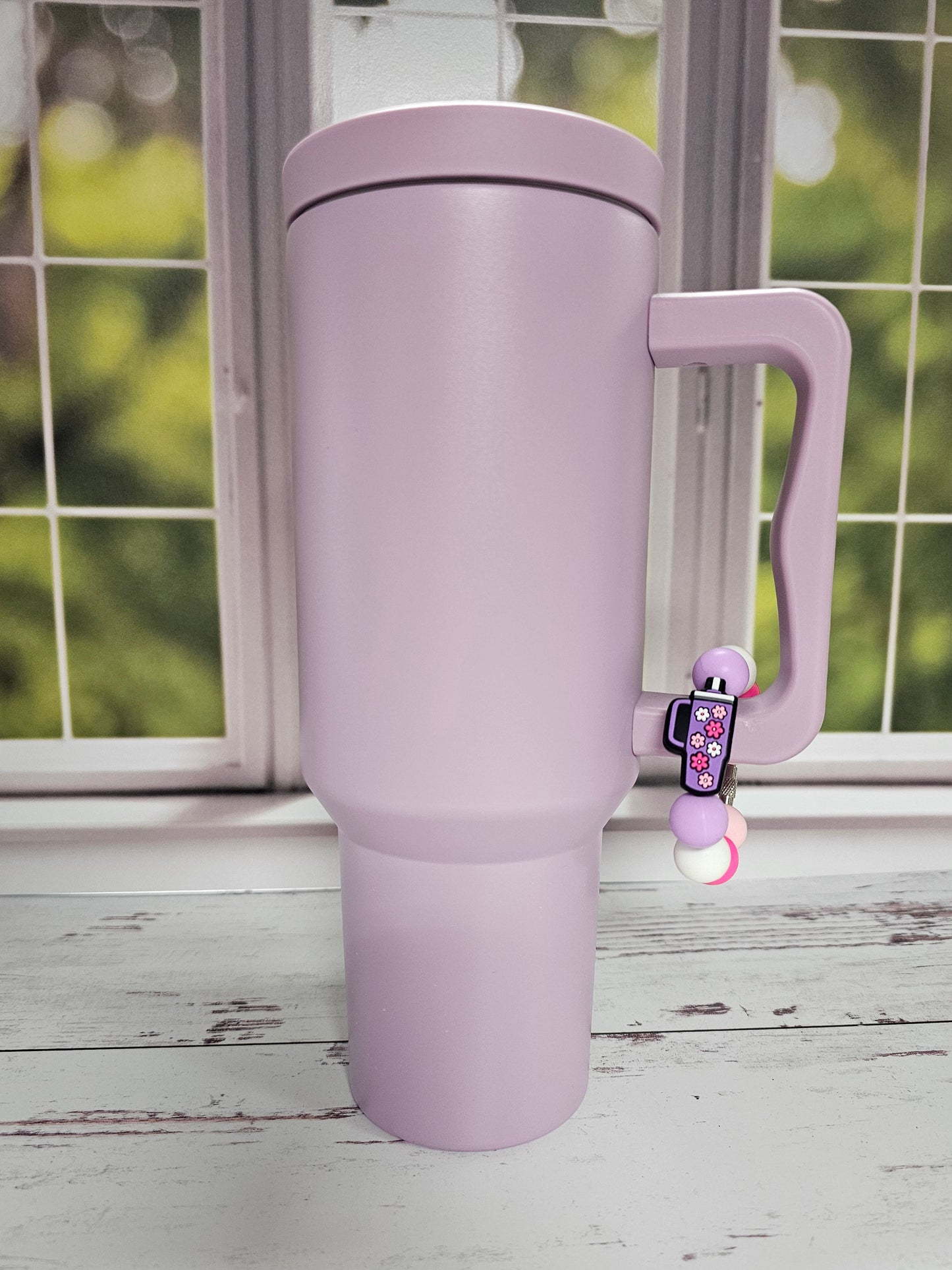Purple Tumbler with tumbler charm
