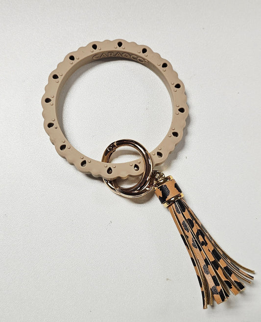 Beige Silicone Wristlet Keychain