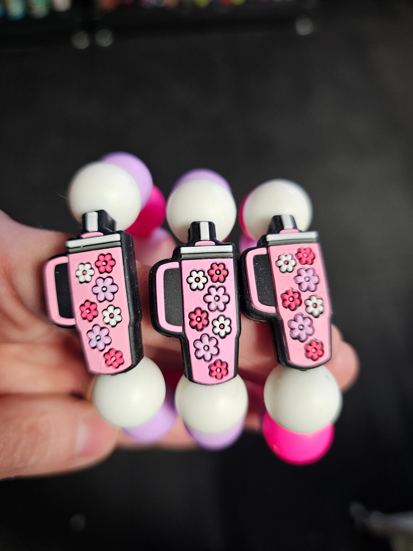 Pink Beaded Tumbler Charm