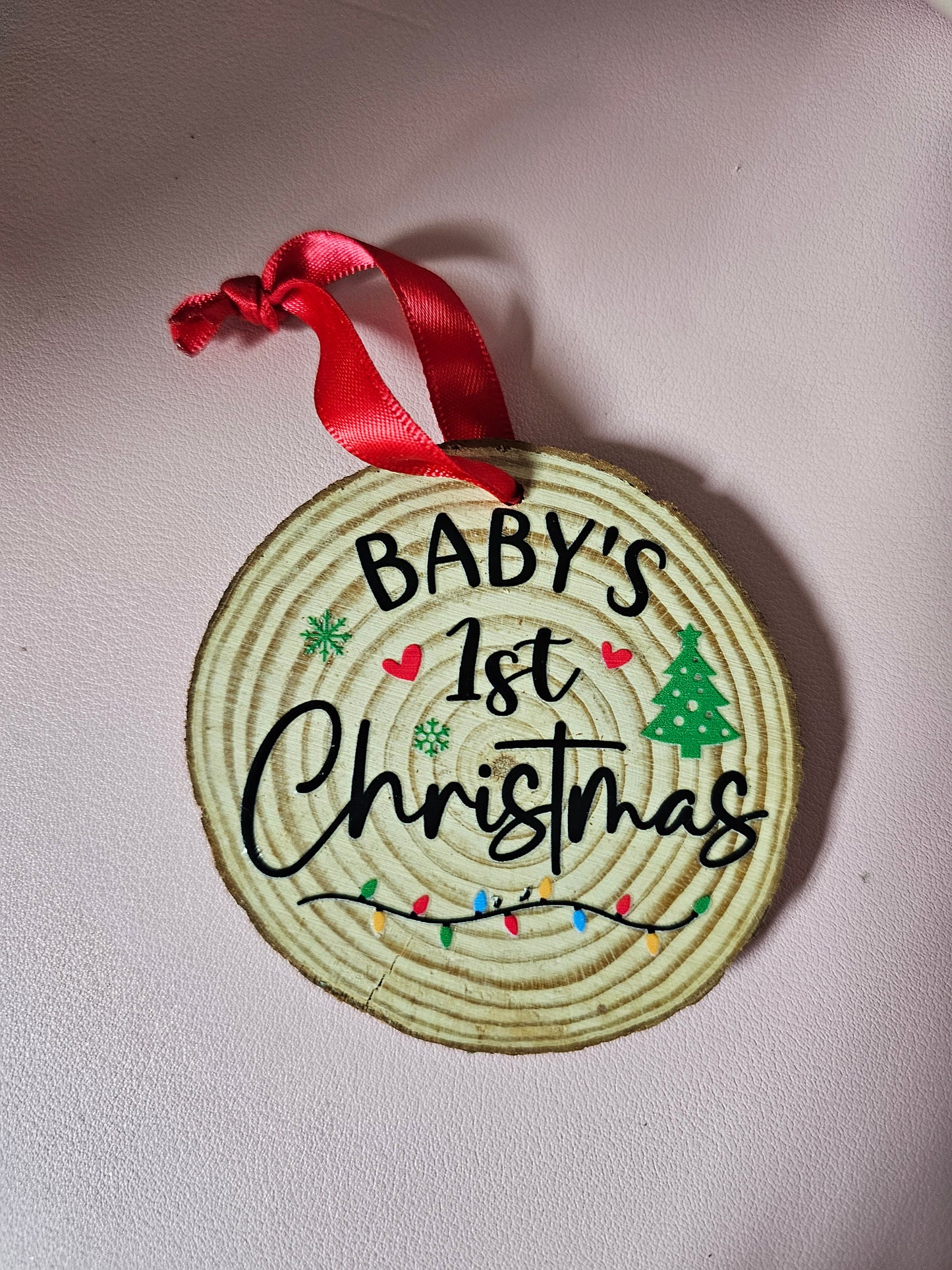 Baby's 1st Christmas Wood Slice Farmhouse Ornament