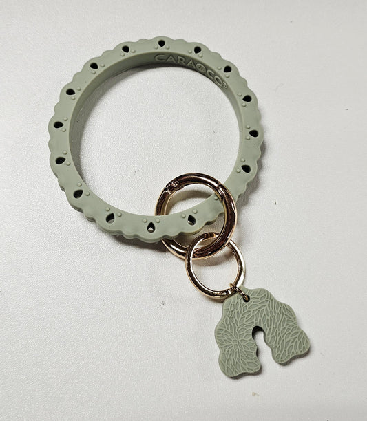 Sage Green Silicone Wristlet with keychain