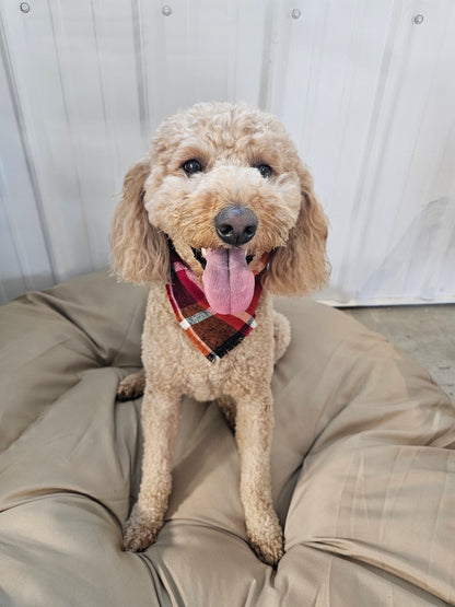 Burgundy Plaid Fringe Scrunchie Pet Bandana