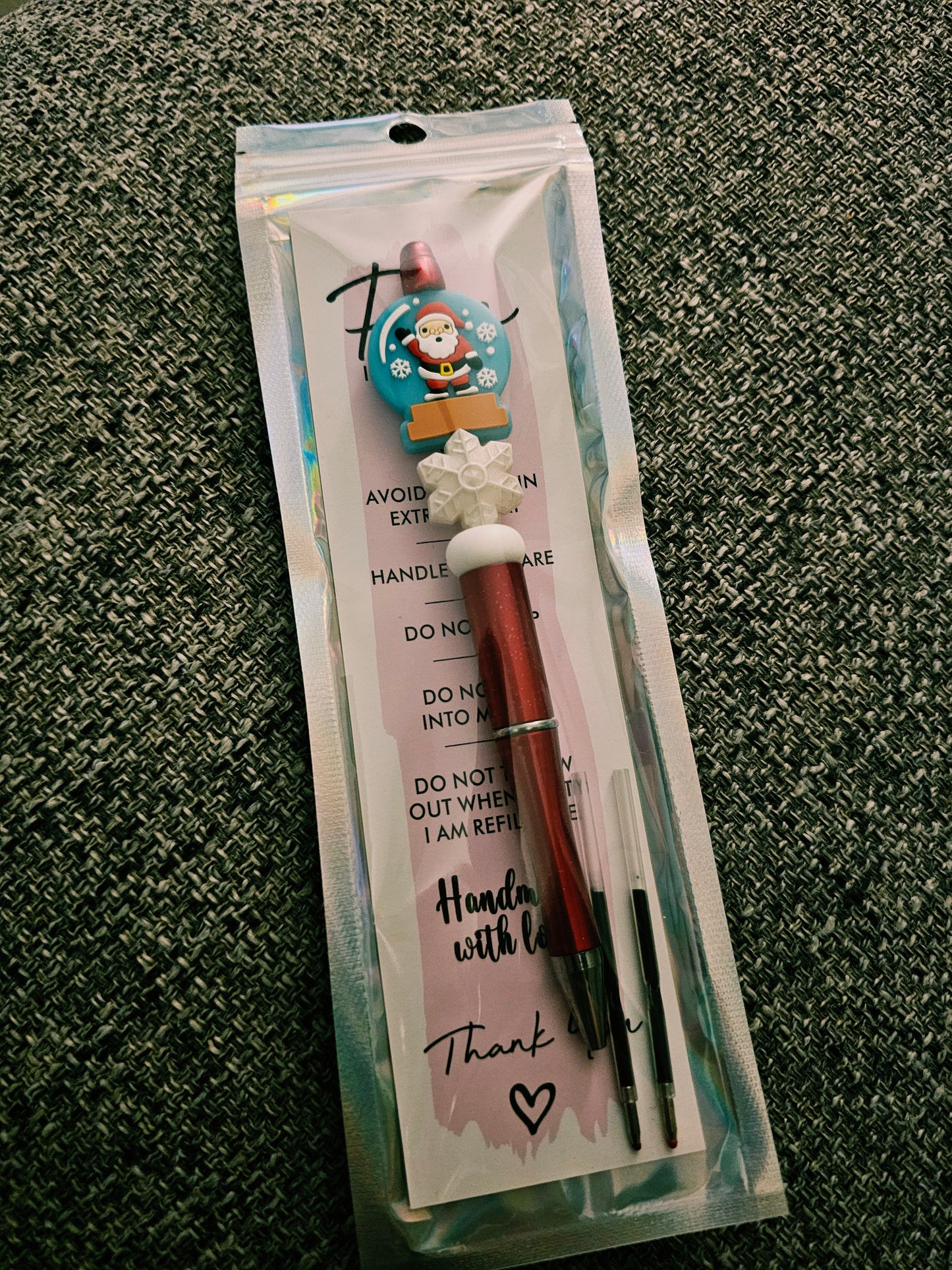 Snowglobe Santa Beaded Pen