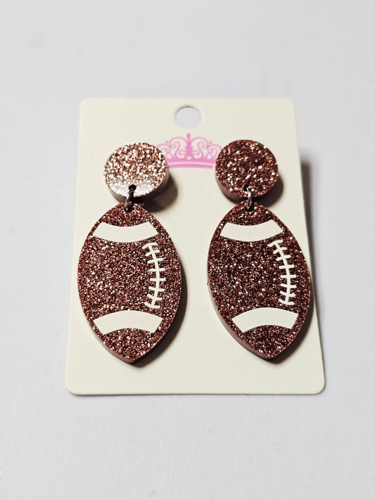 Football Glitter Dangle Earrings