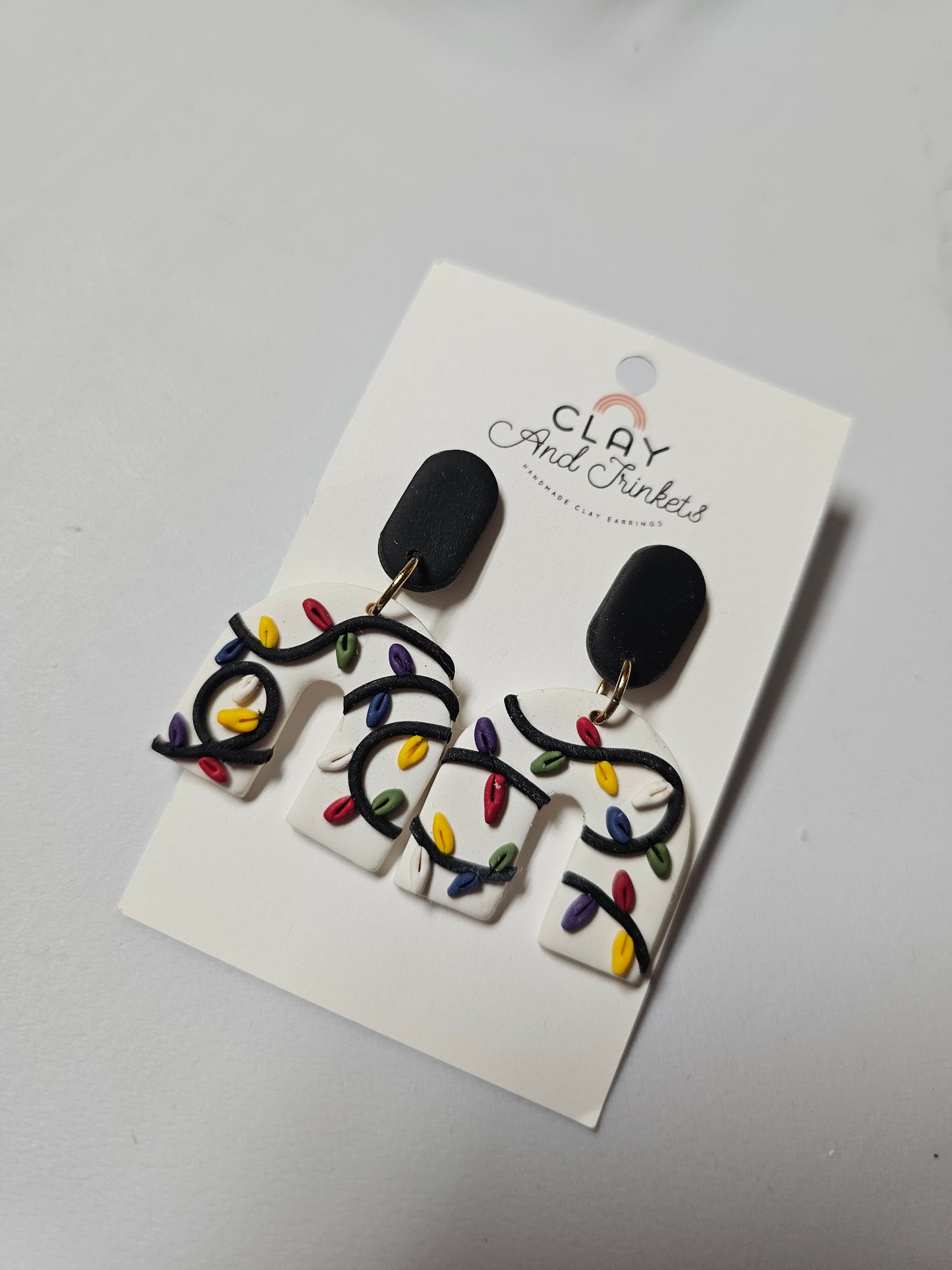 Christmas Light Arch Clay Earrings