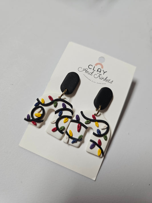 Christmas Light Arch Clay Earrings