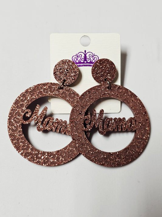Mama Glitter Dangle Earrings