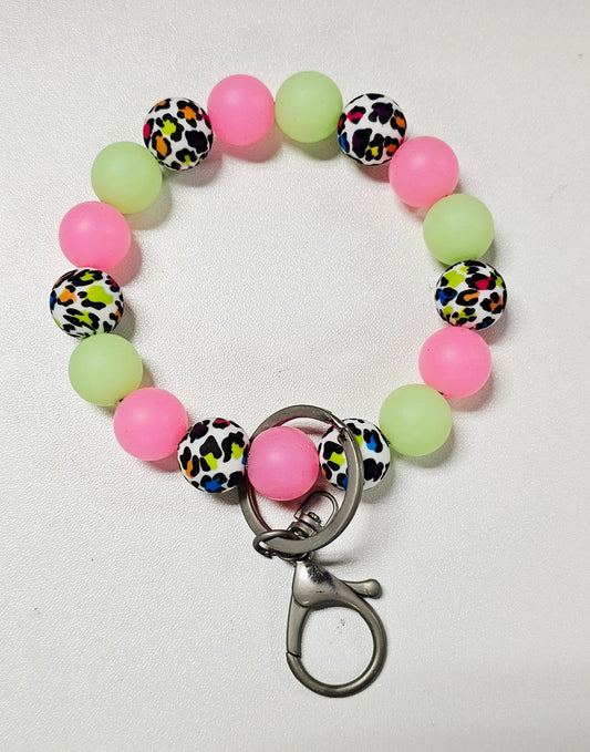 Colorful Animal Print Beaded Wristlet