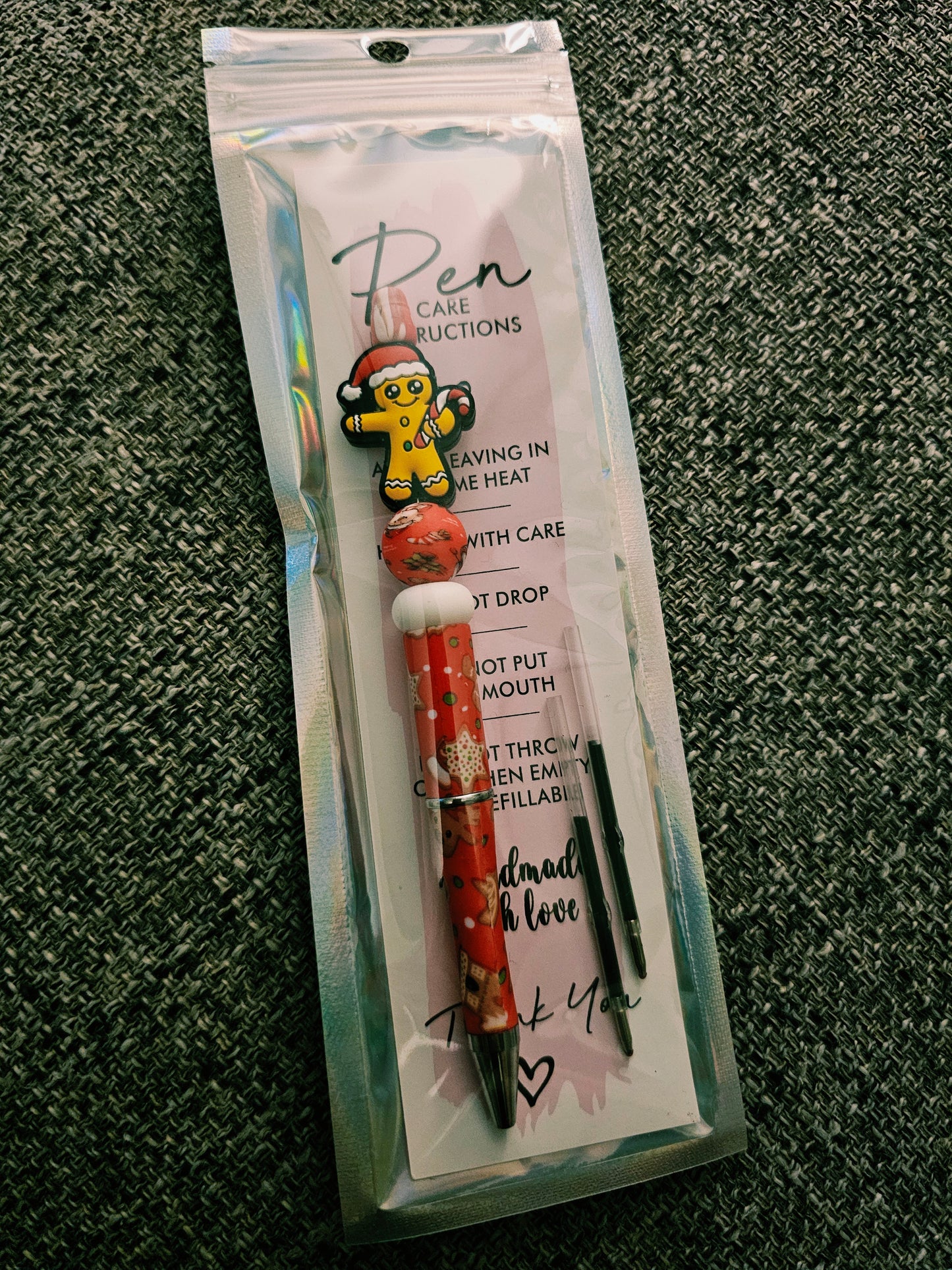 Gingerbread Man Beaded Pen