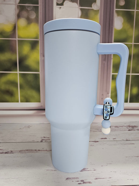 Baby Blue Tumbler with tumbler charm