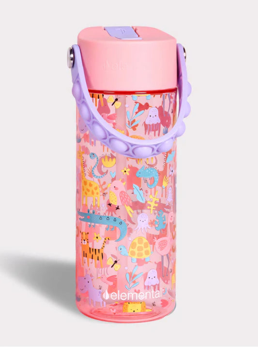 Pink Safari Pop-It Handle Water Bottle