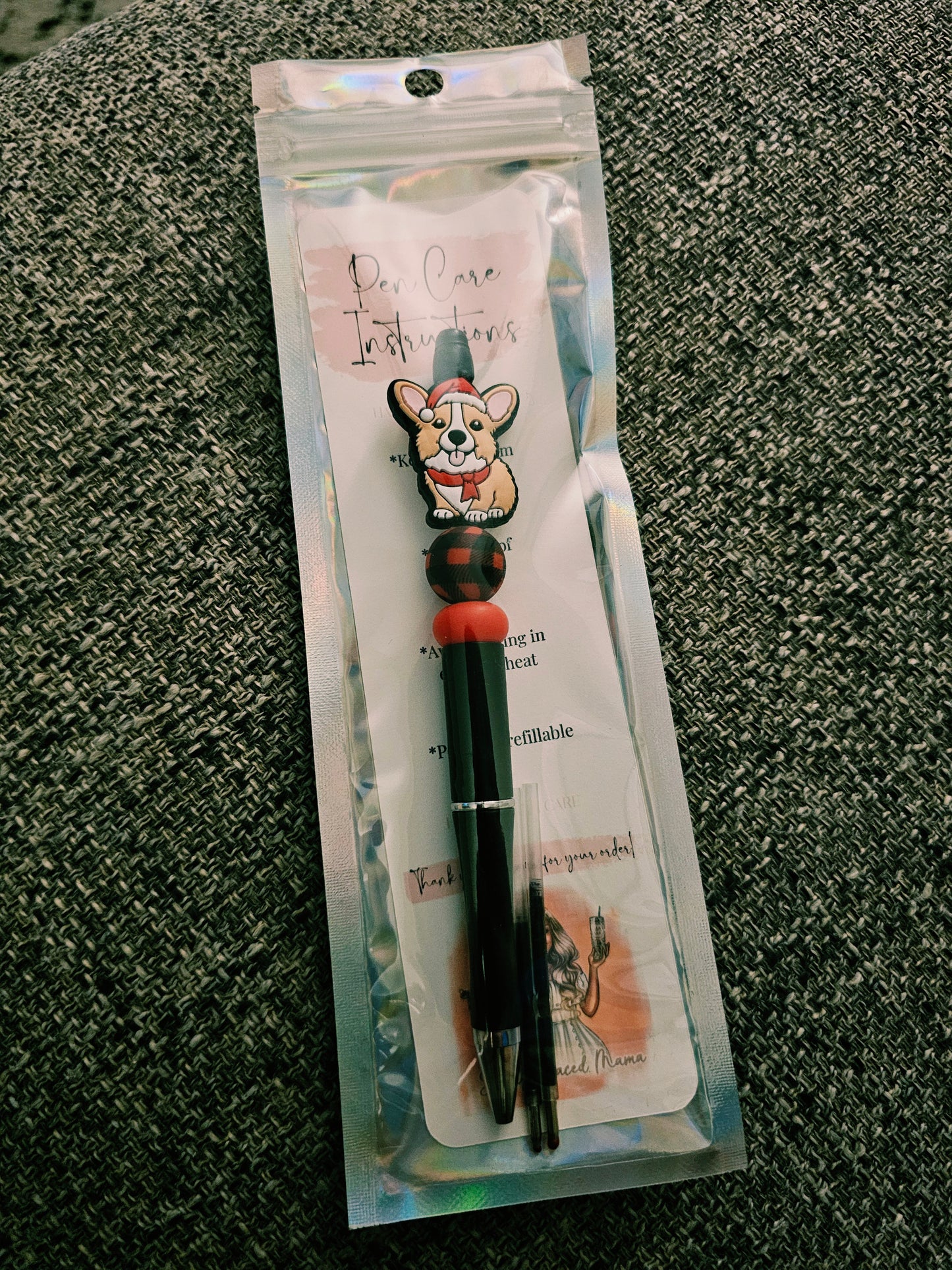 Christmas Corgi Beaded Pen