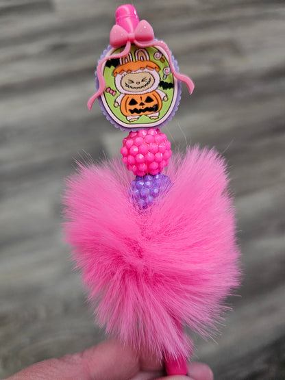 Pumpkin Labubu Fuzzy Beaded Pen