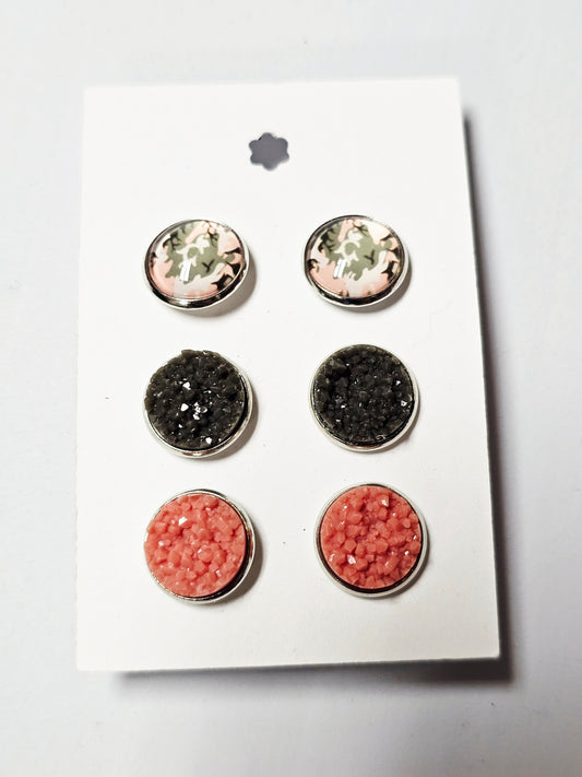 Camo Druzy Stud Set