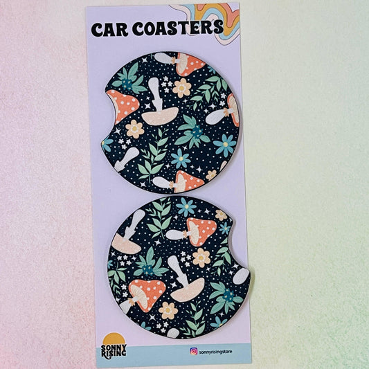 Dark Cottagecore Mushroom Car Coaster Set - Simply Graced Mama