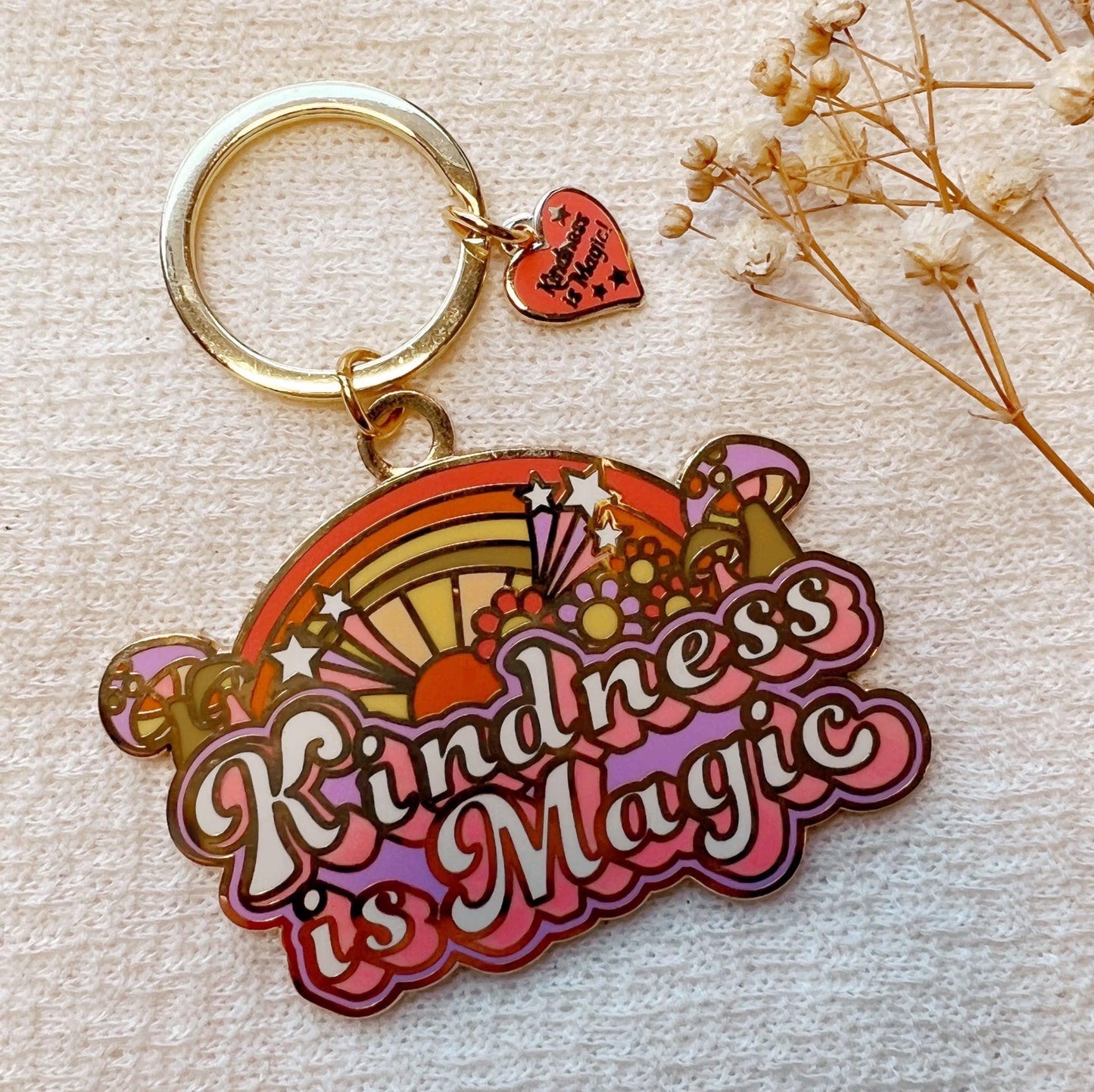 Kindness is Magic Rainbow Enamel Keychain - Simply Graced Mama