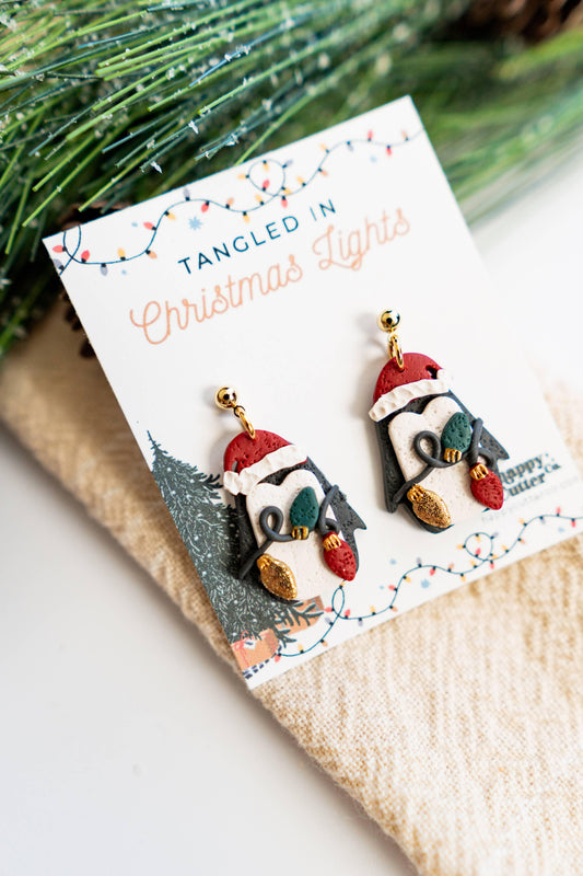 Fun Holiday Earrings |Christmas Lights Penguin Clay Earrings: Ball Post - Simply Graced Mama