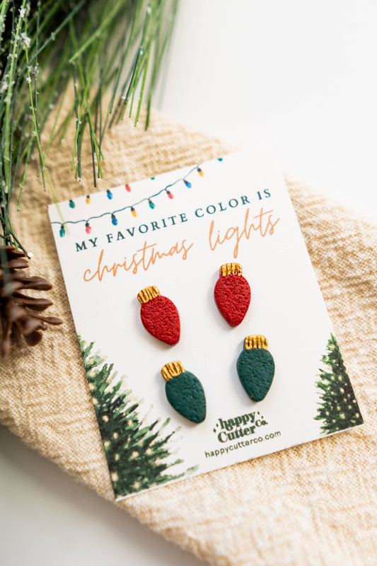 Festive Christmas Light Bulbs Stud Earrings Set