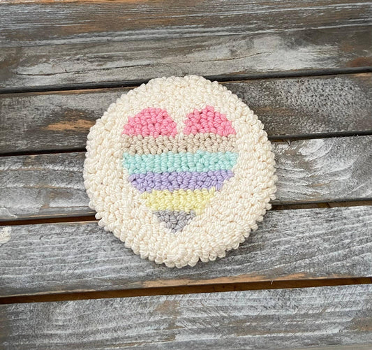 Rainbow Heart Mug Rug/Coaster - Simply Graced Mama