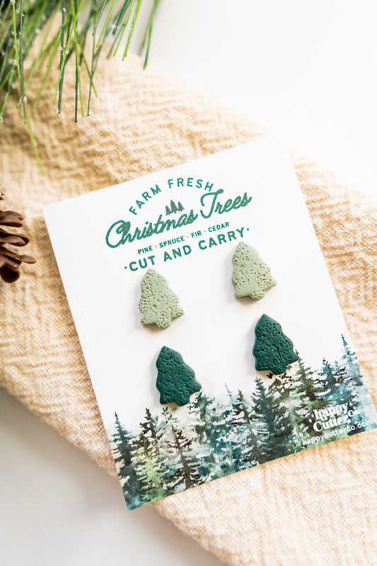 Holiday Pines Tree Stud Earring Set