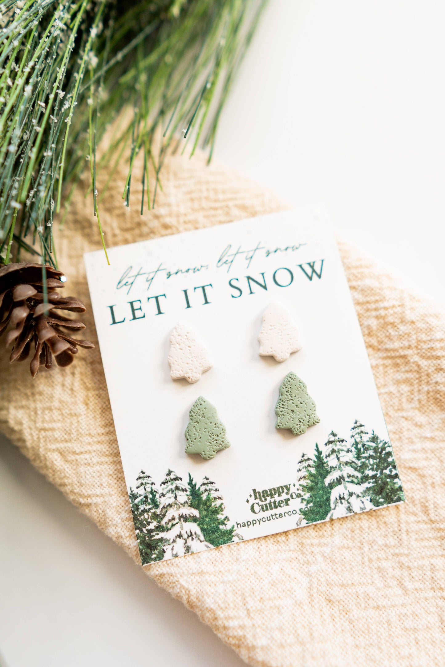 Winter Snowy Pines Stud Earring Set