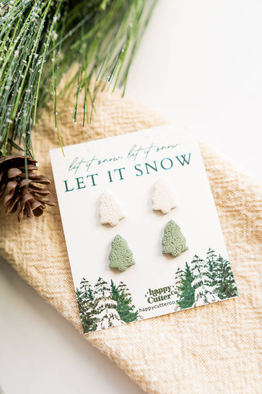 Winter Snowy Pines Stud Earring Set