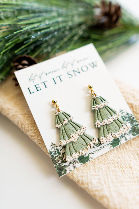 Winter Clay Earrings | Winter Snow Tree Clay Earrings: Ball Post - Simply Graced Mama