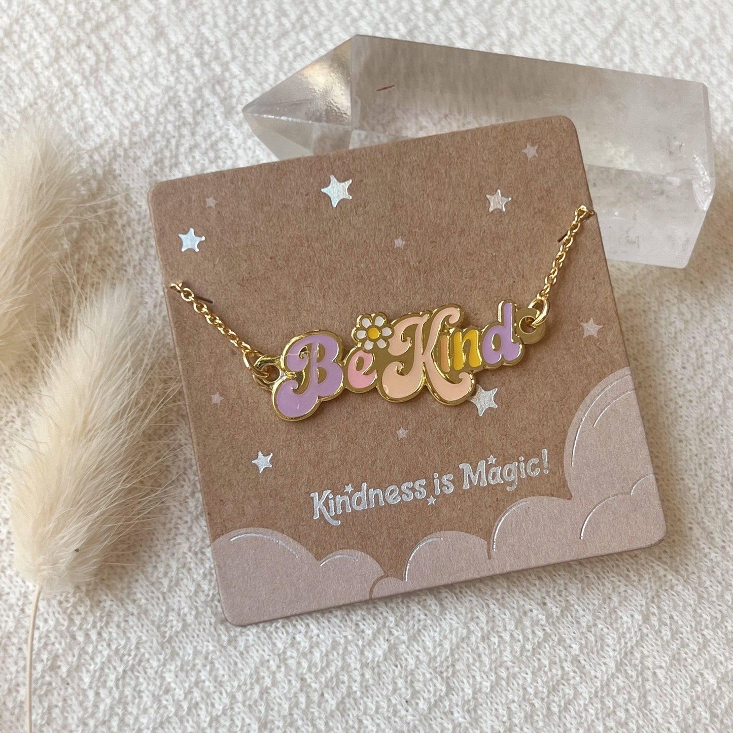 Inspirational Nameplate Necklace: Be Kind Pastel - Simply Graced Mama