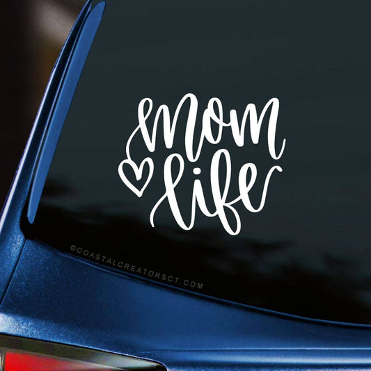 Mom Life with Heart Vinyl Window Sticker Decal